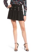 Women's Parker Grommet Suede Miniskirt - Black