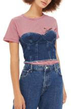 Women's Topshop Denim Strapless Corset Top Us (fits Like 0) - Blue