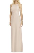 Women's After Six Square Neck Lace & Chiffon Gown (similar To 14w) - Beige