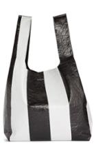 Balenciaga Supermarket Shopper Stripe Leather Bag - Black