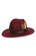 Women's Treasure & Bond Feather Trim Panama Hat - Burgundy