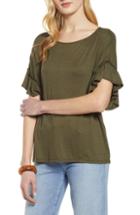 Women's Halogen Ruffle Sleeve Top, Size - Green