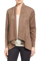 Women's Karen Kane Faux Suede Drape Front Jacket - Brown