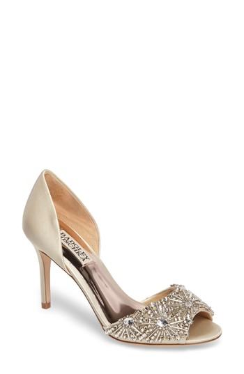 Women's Badgley Mischka Maria Embellished D'orsay Pump .5 M - Ivory