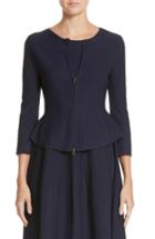 Women's Emporio Armani Zip Front Peplum Knit Jacket Us / 38 It - Blue