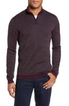 Men's Ted Baker London Stripe Quarter Zip Sweater (l) - Purple