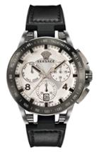 Men's Versace Sport Tech Chronograph Leather Strap Watch, 45mm