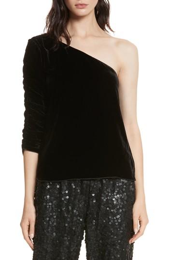 Women's Joie One-shoulder Velvet Top - Black