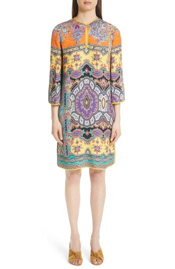 Women's Etro Harlem Paisley Print Cloque Tunic Dress Us / 38 It - Yellow