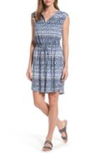 Petite Women's Caslon Split Neck Cotton & Modal Knit Blouson Dress, Size P - Blue