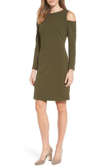 Women's Halogen Knit Cold Shoulder Dress - Green
