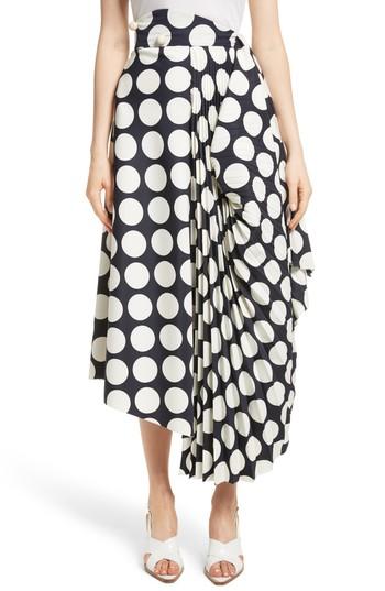 Women's A.w.a.k.e. Giant Polka Dot Pleated Skirt Us / 34 Fr - Blue
