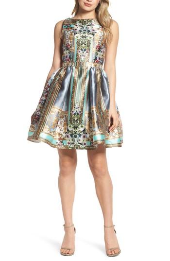 Women's Mac Duggal Mirror Fit & Flare Dress - Blue