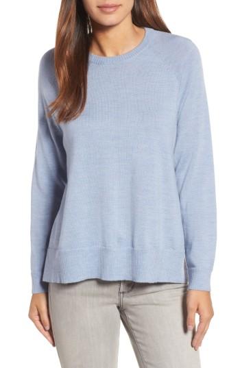 Women's Eileen Fisher Side Slit Merino Wool Sweater - Purple
