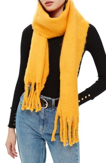 Women's Topshop Heavy Brushed Scarf, Size - Orange