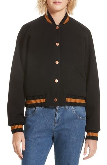 Women's See By Chloe Varsity Bomber Jacket Us / 36 It - Black
