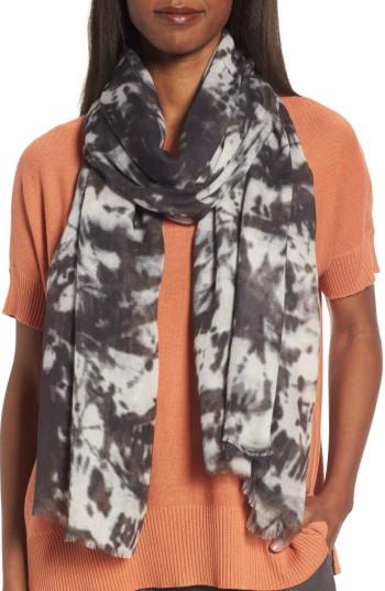Women's Eileen Fisher Print Silk & Wool Scarf, Size - Black