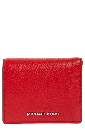 Women's Michael Michael Kors Mercer Leather Rfid Cardholder Wallet - Red