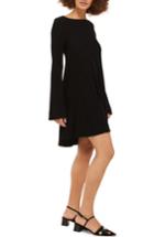 Women's Topshop Scallop Bell Sleeve Dress Us (fits Like 0) - Black