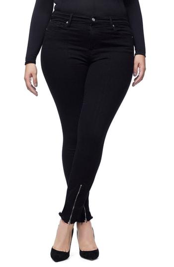 Women's Good American Good Legs Zip Hem Skinny Jeans - Black