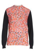 Women's Tricot Comme Des Garcons Rose Print Wool Blend Sweater, Size - Red
