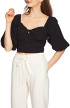 Women's 1.state Puff Sleeve Crop Top, Size - Black