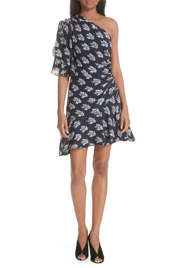 Women's A.l.c. Misha Print One-shoulder Silk Dress - White