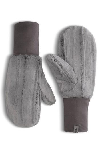 Women's The North Face Furlander Faux Fur Mittens - Grey