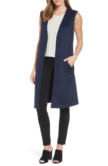 Women's Halogen Long Vest, Size - Blue