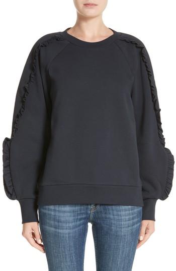 Women's Burberry Kupa Ruffle Sleeve Sweatshirt