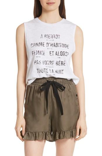 Women's Cinq A Sept Alita Graphic Muscle Tank - White