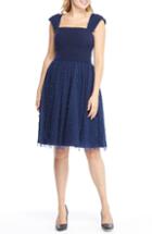 Women's Gal Meets Glam Collection Delores Vintage Pearl Mesh & Crepe Dress - Blue