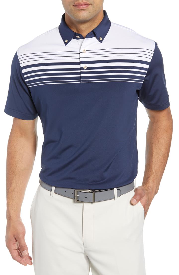 Men's Peter Millar Radcliff Stripe Performance Polo, Size - Blue
