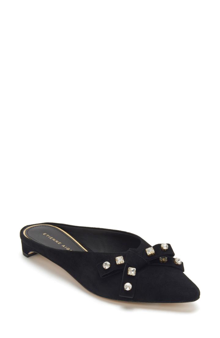 Women's Etienne Aigner Joy Embellished Bow Mule M - Black