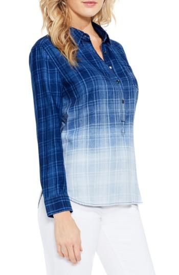Women's Two By Vince Camuto Ombre Plaid Denim Shirt - Blue