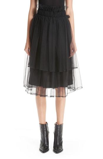 Women's Noir Kei Ninomiya Tulle Overlay Midi Skirt - Black