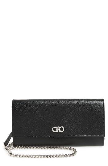 Women's Salvatore Ferragamo Saffiano Leather Wallet On A Chain -