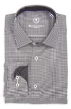 Men's Bugatchi Trim Fit Houndstooth Dress Shirt - Black