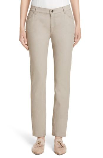 Women's Lafayette 148 New York Curvy Fit Slim Leg Jeans - Beige