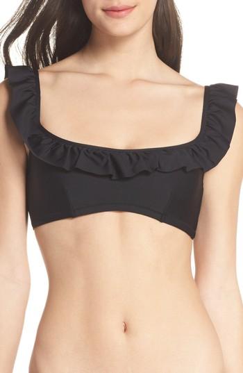 Women's J.crew Ruffle Bikini Top, Size - Black