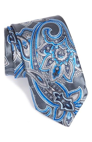Men's Ermenegildo Zegna Paisley Silk Tie, Size - Grey