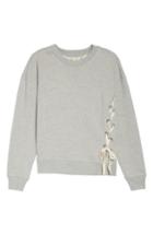 Women's Zella Lace-up Crewneck Sweatshirt, Size - Grey