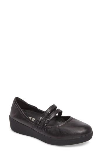 Women's Fitflop Superbendy(tm) Mary Jane Flat .5 M - Black