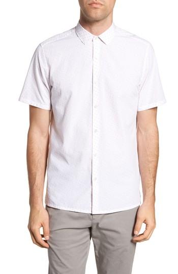 Men's Theory Murray Trim Fit Check Short Sleeve Sport Shirt - Orange
