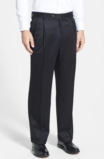 Men's Berle Pleated Wool Gabardine Trousers