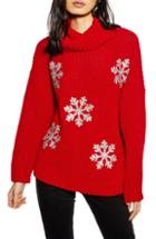 Women's Topshop Christmas Glitter Snowflake Sweater - Red