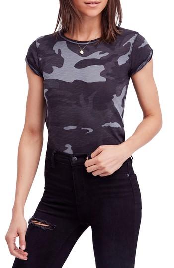 Women's Free People Camo Clare Tee, Size - Black