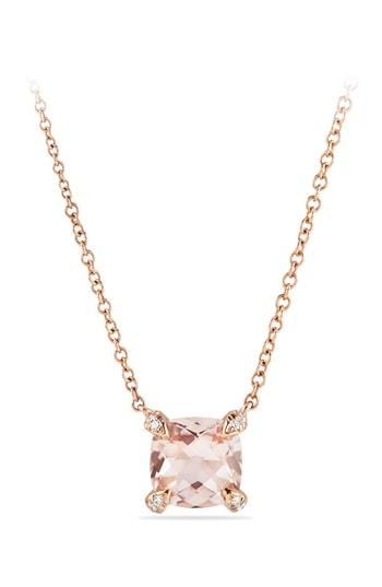 Women's David Yurman Chatelaine 18k Rose Gold Pendant Necklace With Diamonds