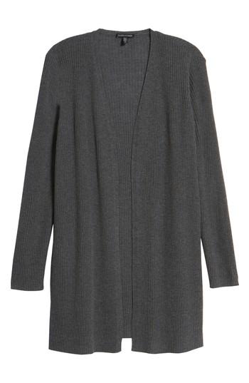 Petite Women's Eileen Fisher Long Wool Cardigan, Size P - Brown