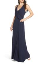 Women's Wayf Jamie Ruffle Wrap Gown, Size - Blue